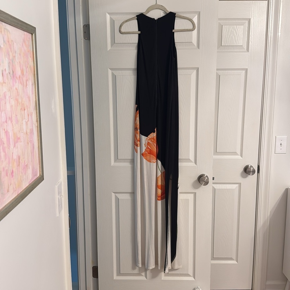 Alice + Olivia Black Maxi Dress with Orange Floral Detail - Picture 3 of 5